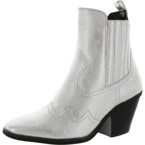DV Dolce Vita Women's Brazos Western Boot Bootie Silver Cowgirl Size 8